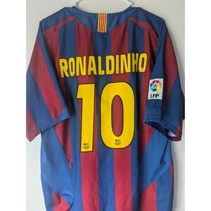 Barcelona Ronaldinho 2005/06 Home Jersey Large La Liga Patched Vintage